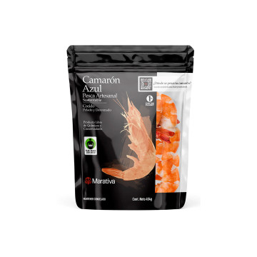 Marativa camaron cocido pelado sin cola 10% glaze 61/over 454grs