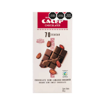 Cacep chocolate semi-amargo 70% cacao 85 gr